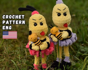 Patrón de abeja a crochet, patrón de abeja a crochet amigurumi, abeja a crochet diy, lindo patrón de abeja amigurumi