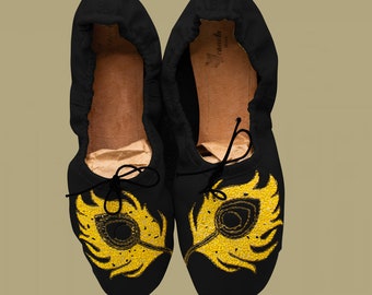 Boho Turkish Embroidered Ballet Flats - Soft Leather Dance Shoes for Yoga & Costumes