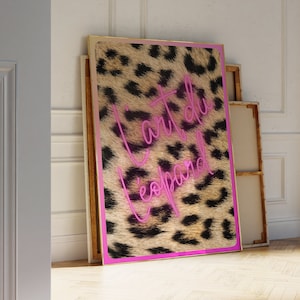 Leopard Wall Art, Neon Pink Leopard Poster, Preppy Coquette Girl Bedroom Wall Decor, Aesthetic Trendy Cheetah Print, L' art Du Léopard