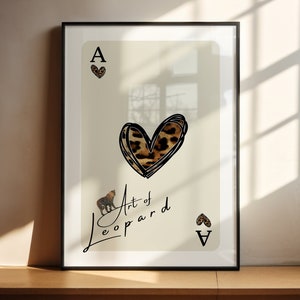 Leopard Wand Kunst Ace Karte Leopard Poster Preppy Coquette Mädchen Wand Dekor Ästhetik Trendy Retro Ace of Hearts Druck