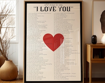 100 Ways I Love You Print, Valentine's Day Gift (Digital Download)