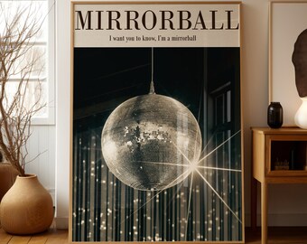 Black and White Mirrorball Print, Trendy Disco Ball Poster (Digital Download)
