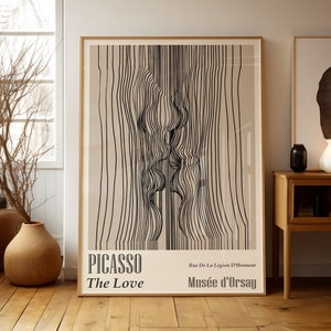 Abstrakt Picasso Linie Zeichnung Die Liebe Kunstdruck, Neutral Picasso Poster, Mid Century Modern Galerie Wandset, minimalistische Wandkunst
