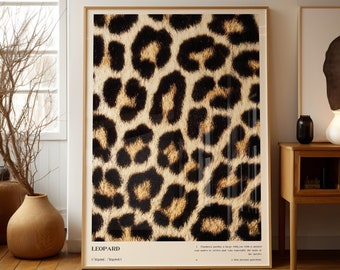 Leopard Wall Art, Leopard Pattern Poster, Preppy Typography Above Bed Bedroom Wall Decor, Aesthetic Trendy Photography Definition Print