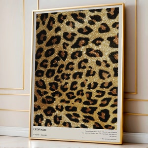 Leopard Wall Art, Leopard Pattern Poster, Photography Definition Print, Above Bed Bedroom Wall Decor, Aesthetic Trendy Typography Art