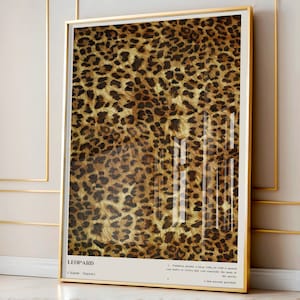 Pôster de definição de leopardo, arte de parede de leopardo, decoração de parede de quarto acima da cama, impressão estética de arte de leopardo, decoração abstrata de dormitório