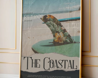 Impressão da revista Retro Surf: Arte de casa de praia costeira (download digital)