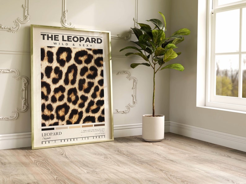 Leopard Wall Art, Leopard Pattern Poster, Preppy Above Bed Bedroom Wall Decor, Aesthetic Trendy Photography Definition Print instant download