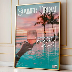 Summer Wall Art, Summer Dream Magazine Print, Pool Cocktail Art Poster, Dorm Room Decor