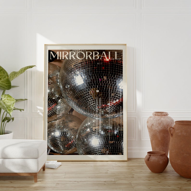 Mirrorball Poster, Mirrorball Wall Art, Disco Ball Print, Preppy Trendy