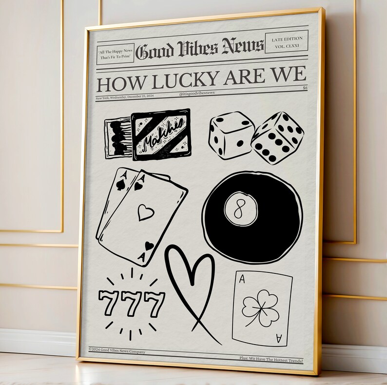 Preppy Pink Newspaper Wall Art Set, How Lucky Are We Print, Better Late