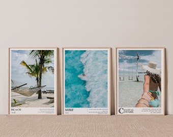 Küsten Cowgirl Art Prints: Strand Brandung 3er Set (Digitaler Download)
