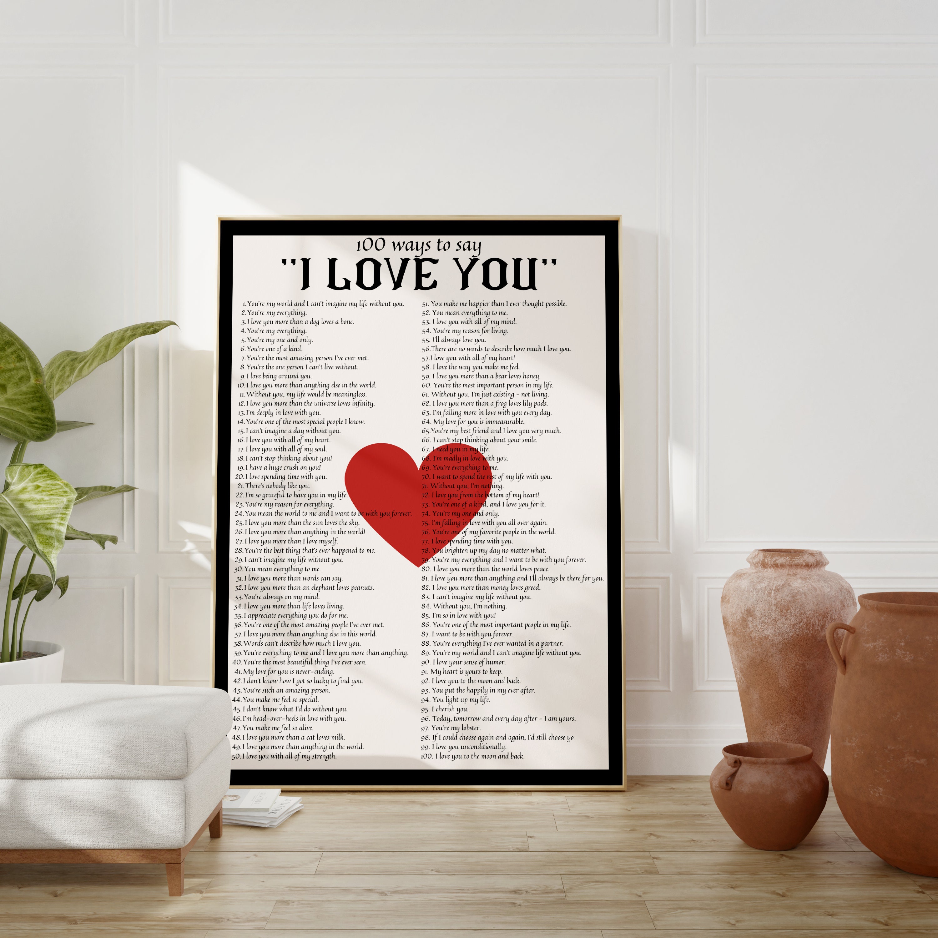 Trendy Valentines Day Print, 100 Ways to Say I Love You