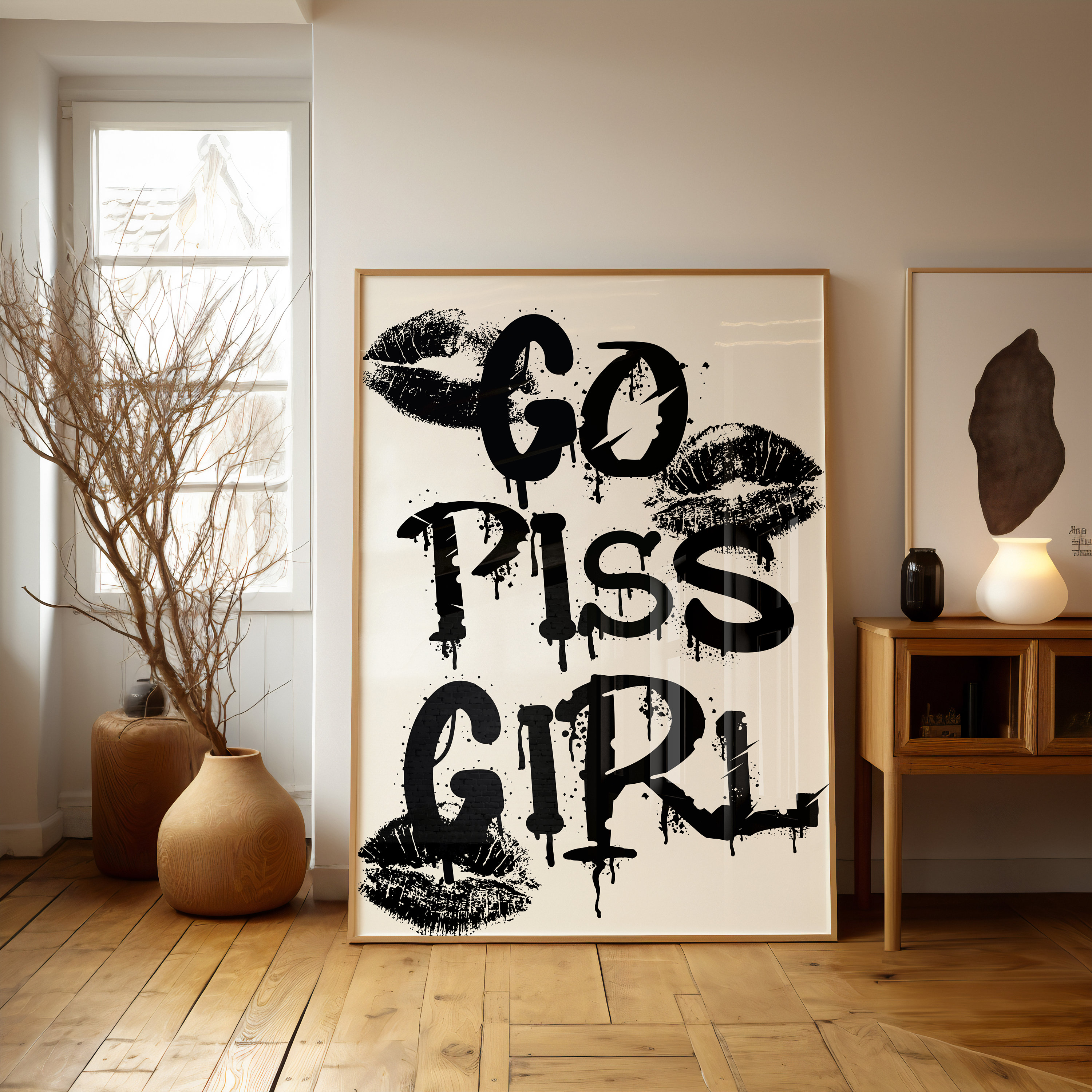 Go Piss Girl Print, Aesthetic Funny Trendy Bathroom Wall Art, Funky Y2k ...