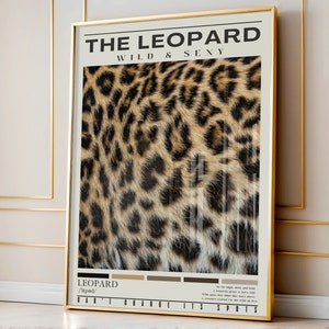 Leopard Wall Art, Leopard Pattern Poster, Preppy Bedroom Wall Decor, Aesthetic Trendy Leopard Definition Print Digital Download