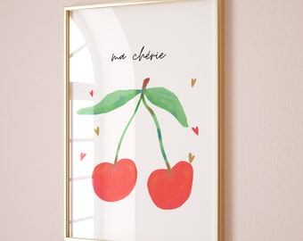 Cherry Poster: 70s Retro Illustration Print (Digital Download)