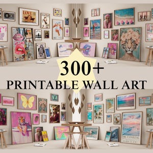 Trendy Preppy Mega Gallery Wall Art Prints – Coquette Aesthetic Poster Set, Retro Pink Dorm Wall Decor Bundle, Digital Download 300+