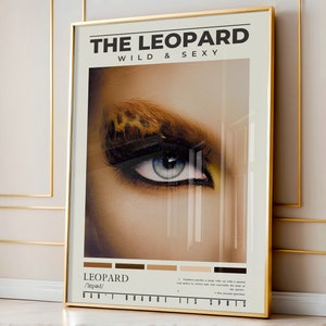 Leopard Wall Art, Leopard Definition Print, Preppy Girly Above Bed Bedroom Wall Decor, Aesthetic Trendy Chic Make Up Photography Poster
