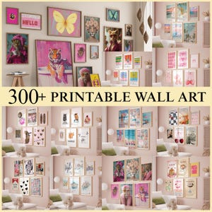 300+ Trendy Preppy Wall Art, Coquette Retro Prints, Mega Bundle Aesthetic Wall Prints for Bedroom Dorm Kitchen Bathroom Gallery Wall Set