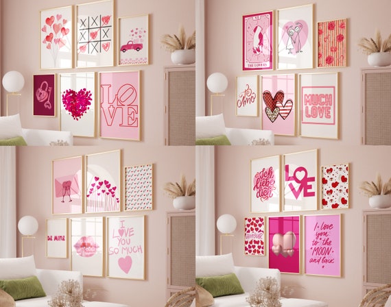 Valentines Day Love Quote Print Set: Pink & Red Gallery Wall (Digital Download)