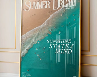 Aerial Beach Magazine Cover Art Print: Coastal Dorm Decor (Digital Download)
