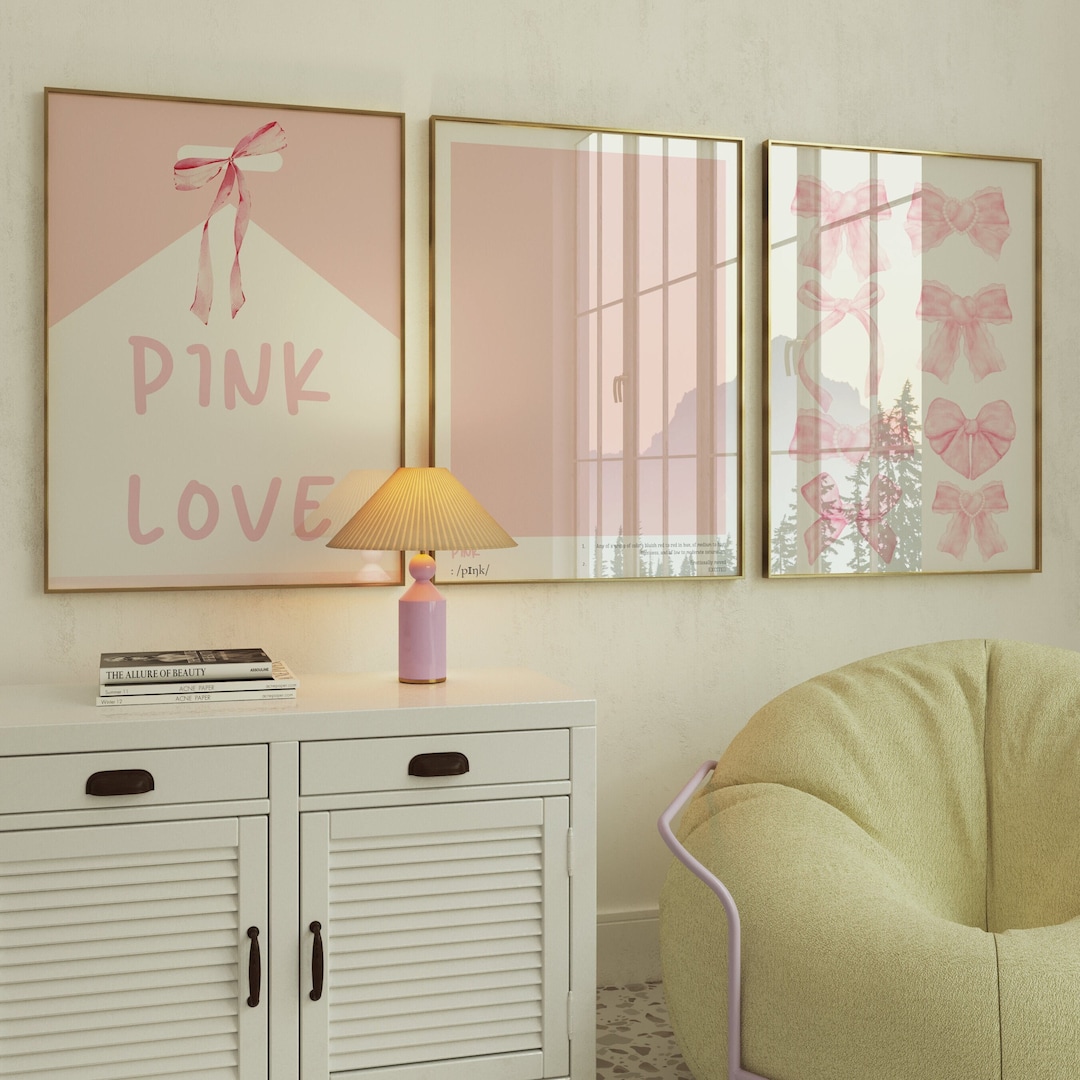 Pink Bow Print Set: Coquette Room Decor (digital Download) - Etsy