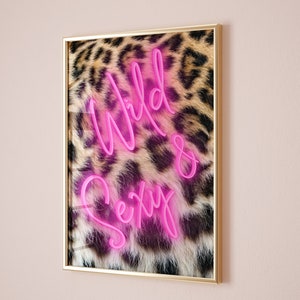 Leopard Wall Art, Hot Pink Leopard Print Preppy Coquette Girly Dorm Bedroom Wall Decor Aesthetic Trendy Cheetah Print Instant Download