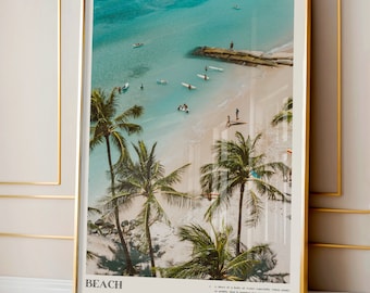 Coastal Beach Wall Art, Beachy Summer Print, Aerial Beach Photography Definition Art Print, Beach House and Dorm Room Decor