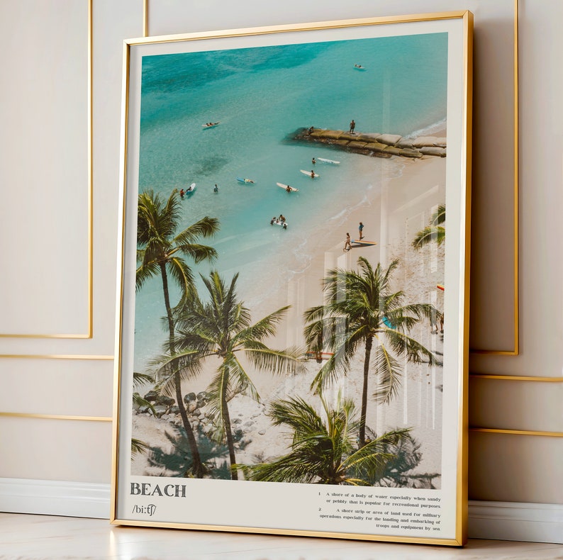 Coastal Beach Wall Art, Beachy Summer Print, Aerial Beach Photography Definition Poster, Beach House and Dorm Room Decor, instant download