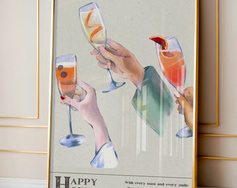 Cocktail Illustration Print: Trendy Bar Cart Art (Digital Download)