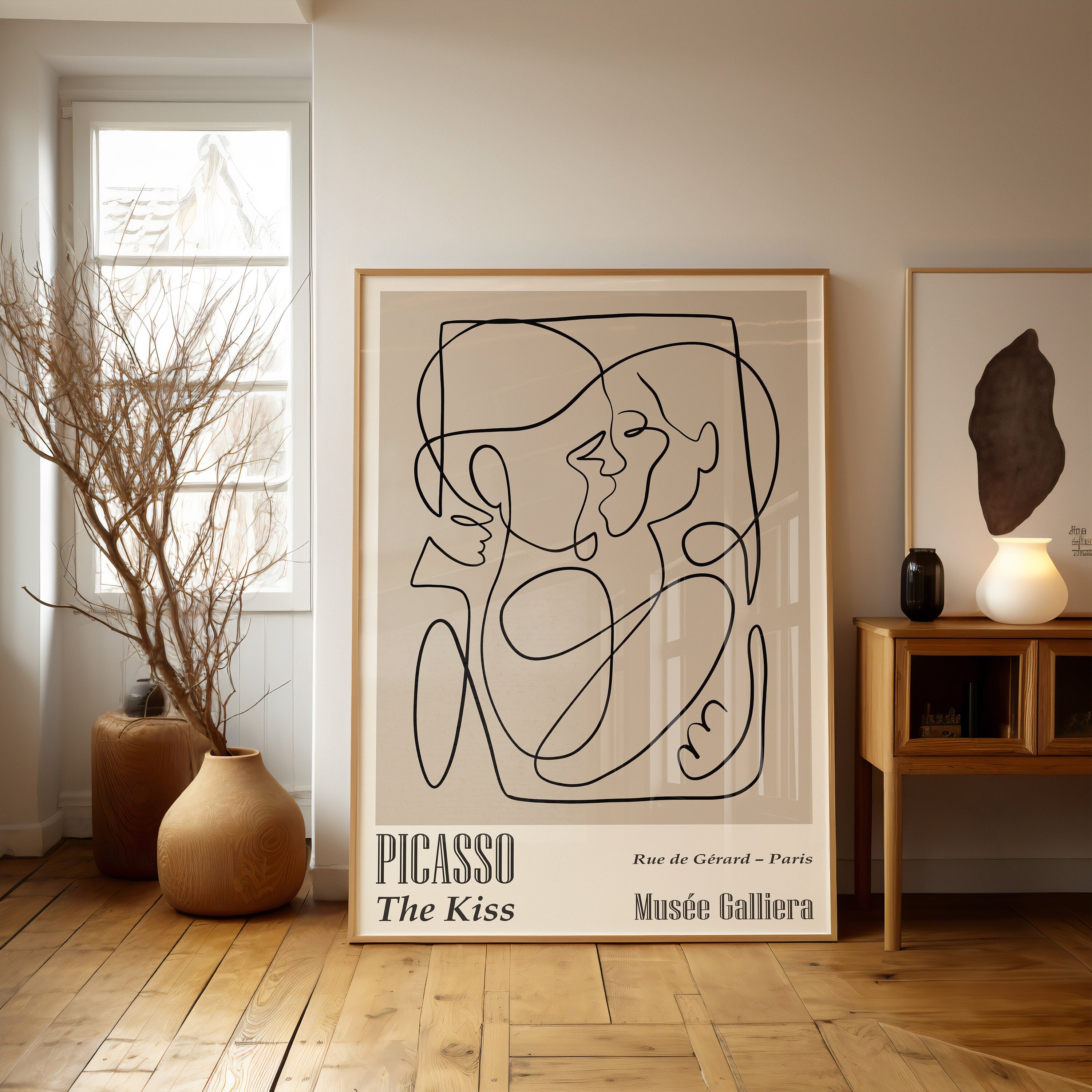 Picasso the Kiss Line Art Print: Mid Century Modern Gallery Wall