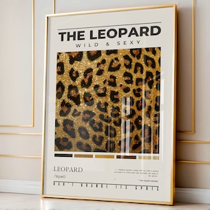 Leopard Wall Art, Shiny Leopard Pattern Print, Preppy Typography Above Bed Bedroom Wall Decor, Aesthetic Photography Definition Poster