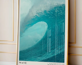 Blue Ocean Wave Art Print: Coastal Dorm Decor (Digital Download)