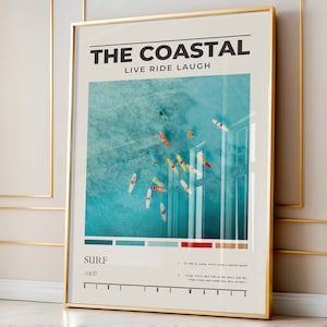Surf Wall Art, Blue Coastal Surf Up Poster, Chic Surf Photography Definition Print, Ocean Inspired Wall Art, College Dorm Decor, Surfer Gift