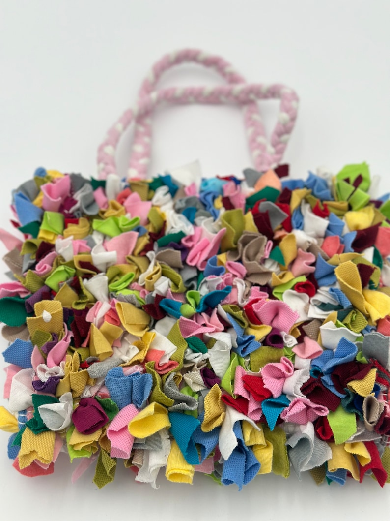 Handmade Unique Colorful, Upcycled Fabric, Cotton Cutouts, Handwoven, Kids Handbag, Shoulder Bag