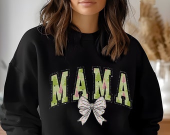 Faux Glitter Varsity Christmas Mama PNG: Retro Shirt Design (Digital Download)