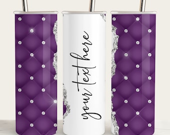 Purple Diamond Tumbler Wrap: Glam Sublimation Design (PNG)