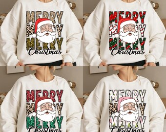 Retro Santa Christmas PNG Bundle: Cheetah Print (Digital Download)