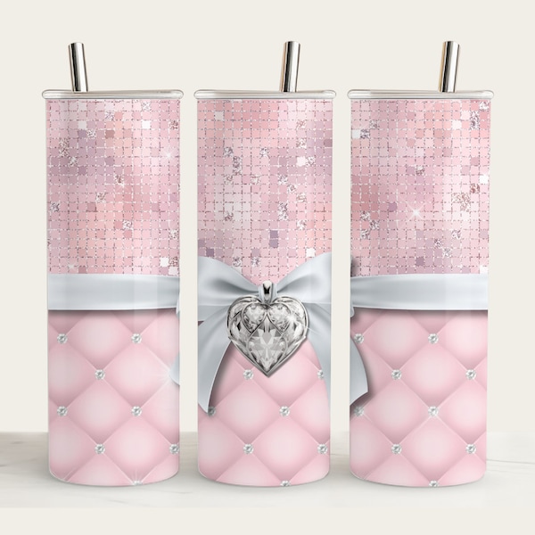 Half Soft Light Pink Glam 3d Tumbler Template Wrap / Sublimation / Straight 20 oz Tumblers / PNG Designs / Luxury Tumbler Design