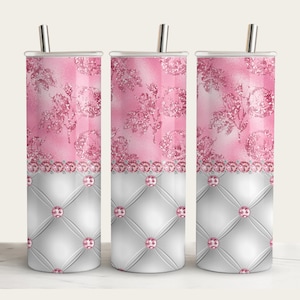 Halb Pink Glam 3-D Tumbler Template Wrap / Sublimation / Gerade 20 oz Tumbler / Tumbler Design / PNG Designs / Nahtlose Vorlage
