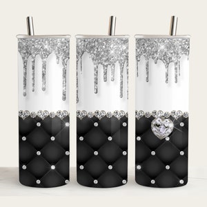 Black Glam Tumbler Wrap/Straight 20 oz Tumbler Wrap/Glam Tumbler Design/Luxury Tumbler Wrap/Seamless Tumbler Template/Drip Tumbler