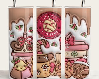Christmas Cafecito Y Chisme Tumbler Wrap: Pan Dulce PNG (Digital Download)
