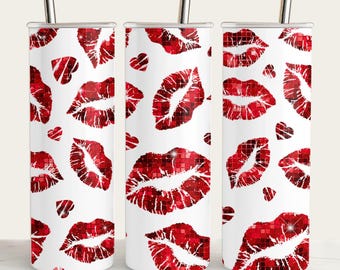 Bling Lips Tumbler Template: 20 oz Straight Tumblers PNG (Digital Download)