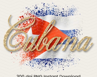 Faux Rhinestone Cubana PNG, Latina PNG, Cuba Sublimation, Cuba digital print