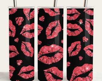 Bling Lips Tumbler Wrap: Valentine Sublimation Design (PNG)