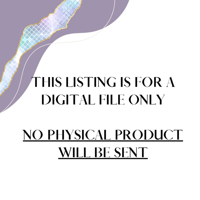 Puede incluir: Texto sobre un fondo blanco con un dise&ntilde;o morado y dorado en la esquina superior izquierda. El texto dice: "Esta lista es para un archivo digital solamente. No se enviar&aacute; ning&uacute;n producto f&iacute;sico."