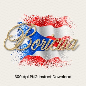 Faux Rhinestone Boricua PNG: Puerto Rico Flag Sublimation (Digital Print)