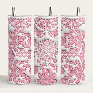 Copo Talavera Mexicano 3D/Sublimado Mexicano/Retrô Envoltório de Copo/Reto Envoltório de Copo 20oz/Designs PNG de Copo Fino/Estética PNG
