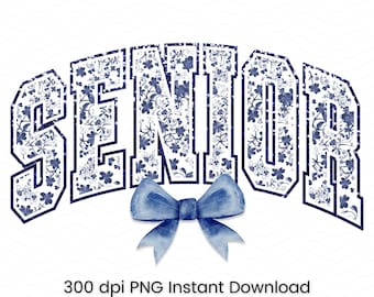 Blue Coquette Senior, PNG: chinoiseriestrik digitale print (digitale download)
