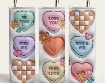 Retro Candy Heart Tumbler Wrap: Valentine's Day PNG (Digital Download)